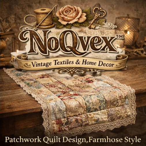 NoQvex™ Patchwork Quilted Table Runner | Handmade Style Fabric Table Cover | Rustic Farmhouse Decor